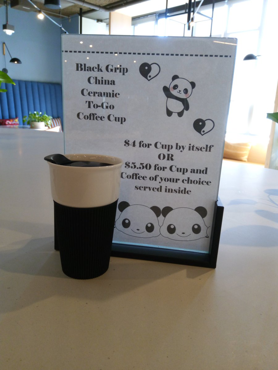 Hello all tweets! We have a special offer at the perch for those who are in need of a coffee cup for yourselves or as a gift! Come check out our ceramic china black grip coffee cup!
