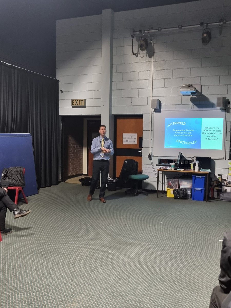 Our final guest into the drama studio for #NCW2022 was Mr Lefley, who addressed Y10 students about his own experiences of #Drama and how they prepared him for work in the #leisure #industry before he turned his attention to #education. A very #inspirational talk. 🥰