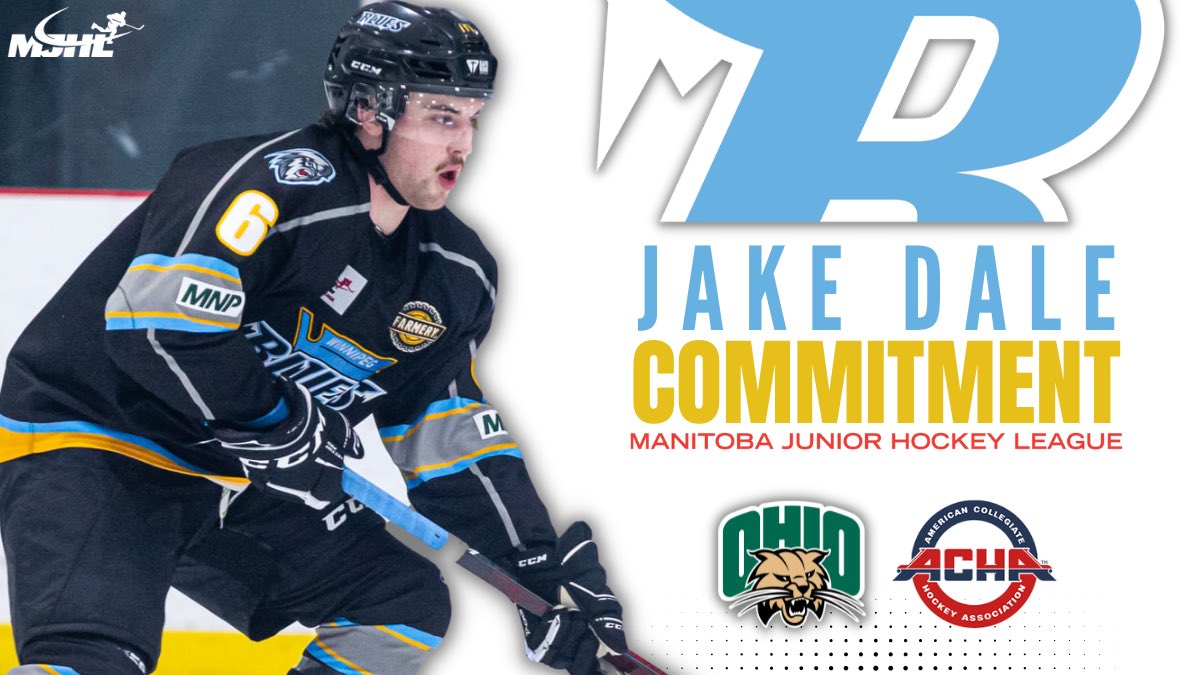 Congratulations to <a href="/BluesWpg/">Winnipeg Blues</a> F Jake Dale (01) who has committed to play @achamensd1 at Ohio University next season. 

#MJHLHockey #PlayHereGoAnywhere