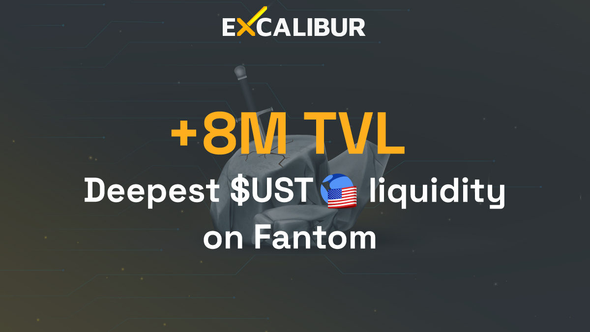 FrontierLaunch's tweet photo. What a start!

Already 8.5M TVL on Excalibur in only 2h🎉

The deepest liquidity on @FantomFDN for $UST pairs with almost 3M!

$500k dividends will start being distributed in 10h... but only for the #worthy

Time to get your share #GRAILwars ⚔️

https://t.co/foQKm0TKWS

$FTM $EXC https://t.co/NdmLgbBzEx