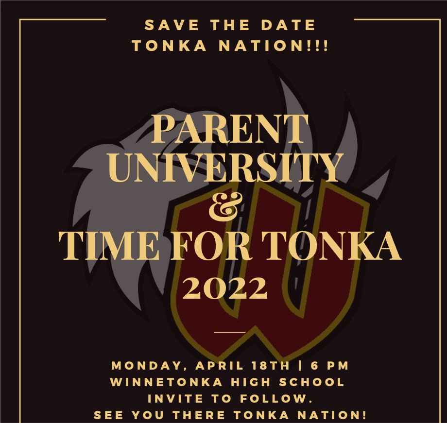 Tonka Nation (@tonkanation) on Twitter photo <a href="/TonkaNation/">Tonka Nation</a> We are combining two great events into one night. <a href="/EdwardBTate/">Dr. Edward Tate, Jr.</a> April Parent University and our annual Time for Tonka celebration. In-coming 9th graders <a href="/MaplePrkVikings/">MapleParkVikingWay</a> Come see all the great activities we have to offer you. <a href="/NKCSchools/">NKC Schools</a> <a href="/Tonka_News/">Tonka News</a> <a href="/N2SportsTonka/">Winnetonka Activities</a> <a href="/TonkaNation/">Tonka Nation</a> We are combining two great events into one night. <a href="/EdwardBTate/">Dr. Edward Tate, Jr.</a> April Parent University and our annual Time for Tonka celebration. In-coming 9th graders <a href="/MaplePrkVikings/">MapleParkVikingWay</a> Come see all the great activities we have to offer you. <a href="/NKCSchools/">NKC Schools</a> <a href="/Tonka_News/">Tonka News</a> <a href="/N2SportsTonka/">Winnetonka Activities</a>