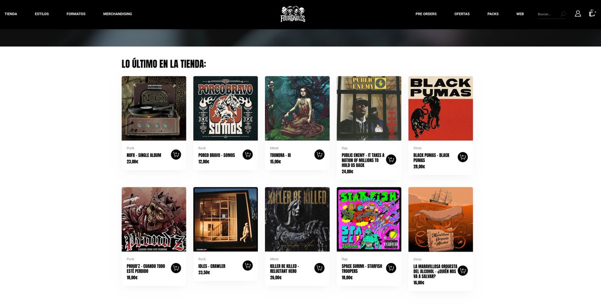 Four_Skulls's tweet photo. Tras unos meses de trabajo, la primera versión de la web ya está operativa. La tienda y la distri eran la primera base del proyecto y ya están en marcha. Siguiente base, editar algún trabajo haciendo la labor de sello discográfico. #punk #rock #metal #rap
https://t.co/DpvLmzbTpv https://t.co/PHzVvnjlnK