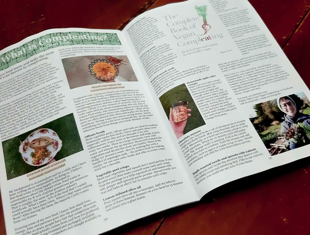 Ellen_Tout's tweet photo. Sharing top tips and recipes for #compleating in the new issue of Growing Green by @VeganOrganic π The magazine is such a brilliant resource, packed full of information for veganic growing and food. Lovely to write for them. π #FoodWasteActionWeek https://t.co/mZqHiNb6e2