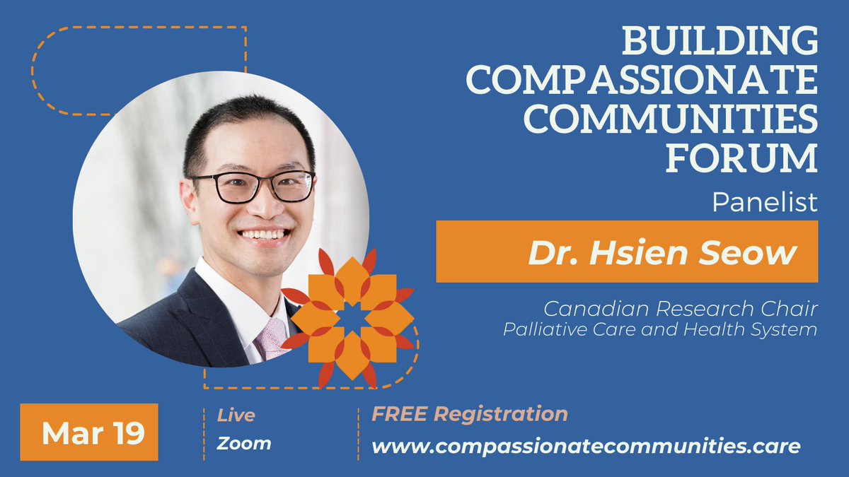 CHPalliative's tweet photo. You may know Dr Hsien Seow as cohost of Waiting Room Revolution podcast. On March 19 you can hear him on our Canadian #PalliativeCare panel at Building Compassionate Communities forum. Sign up @ https://t.co/6FZwO96cdN as spots are limited #CCForum2022 #CompassionateCommunities https://t.co/TC91bGtjXm