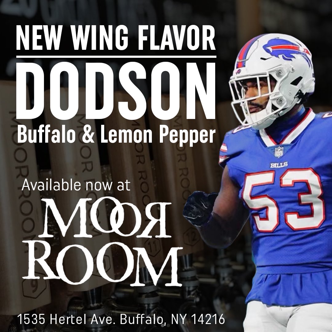 tdots25's tweet photo. Bills Mafia! If you want some amazing wings, stop by @MoorRoom2 on Hertel Ave. 
Buffalo &amp; Lemon Pepper have been my favorite flavors ever since I was young! Honored to have them at my one of my favorite bars/restaurants in buffalo! 
Let’s Go Buffalo! 🦬 https://t.co/NjfZjXjKUi