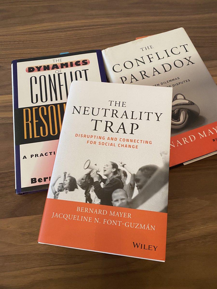 When ⁦<a href="/berniemayer/">Bernie Mayer</a>⁩’s books are on my dining room table it means it’s prep time for upcoming mediation training course …. Oh and this time Bernie’s going to be a guest speaker!!