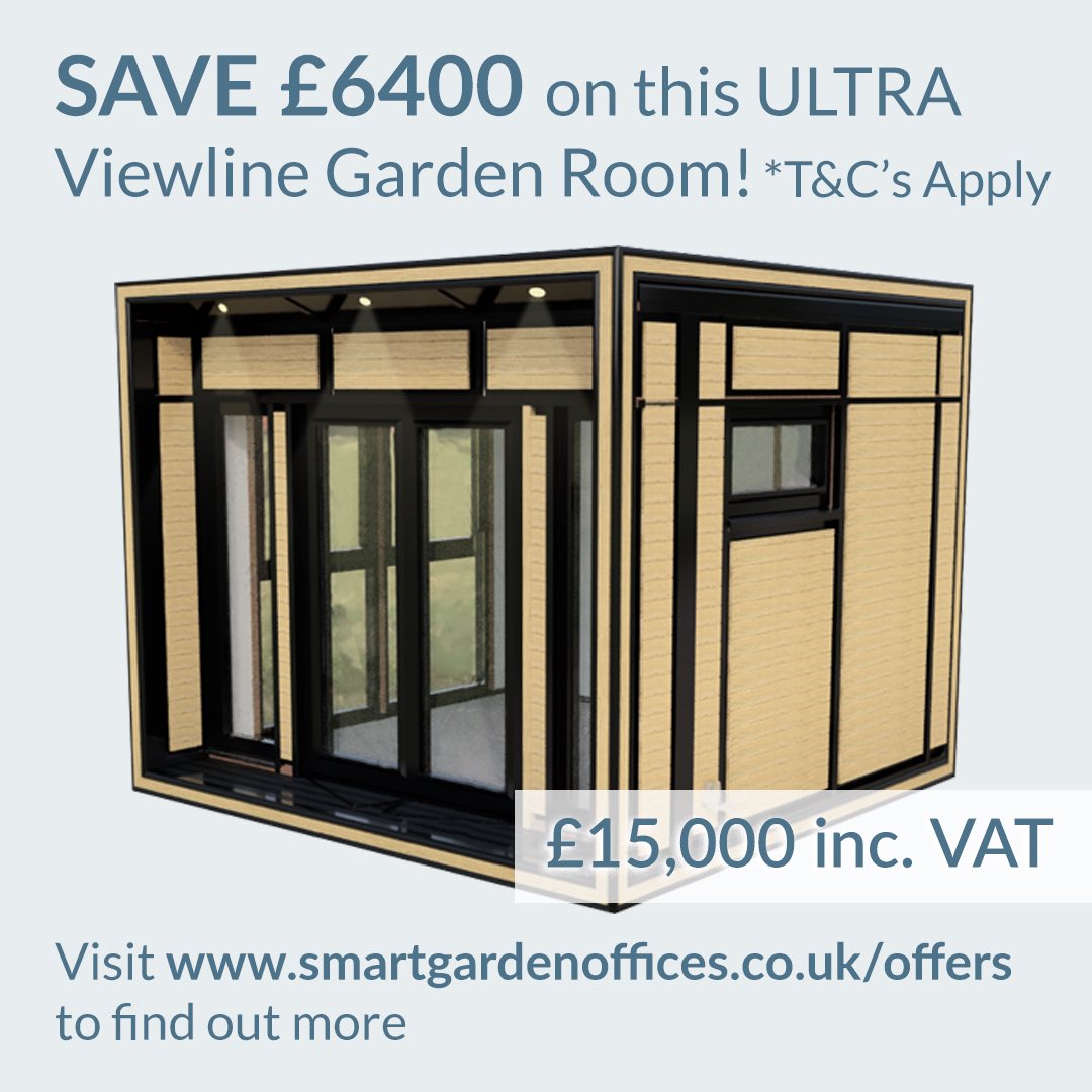 Get 30% OFF this New 3.2m x 2.6m view-line ULTRA Garden Room! A huge saving of £6,400

Visit smartgardenoffices.co.uk/offers to find out more
*T&amp;C’s Apply
#gardenroomoffers #gardenrooms #gardenoffice #gardenstudio #gardenofficepod #gardenideas #gardeninspiration #gardenofficepod