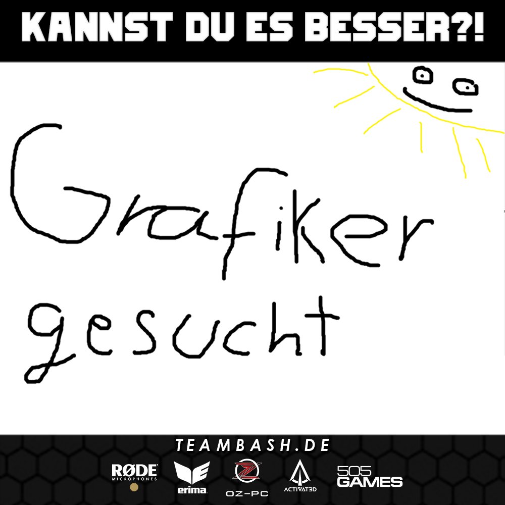 TeamBasH Gaming (@teambash_gaming) on Twitter photo Du hast Grafikdesign und Photoshop durchgespielt? Dein Kreativitätslevel ist auf Maximum? Dann komm zu TeamBasH! Wir suchen Verstärkung im Bereich Grafikdesign und Social Media! Besuch uns gern auf unserem Discord  discord.gg/teambash
#socialmedia #grafikdesign #eSports Du hast Grafikdesign und Photoshop durchgespielt? Dein Kreativitätslevel ist auf Maximum? Dann komm zu TeamBasH! Wir suchen Verstärkung im Bereich Grafikdesign und Social Media! Besuch uns gern auf unserem Discord  discord.gg/teambash
#socialmedia #grafikdesign #eSports