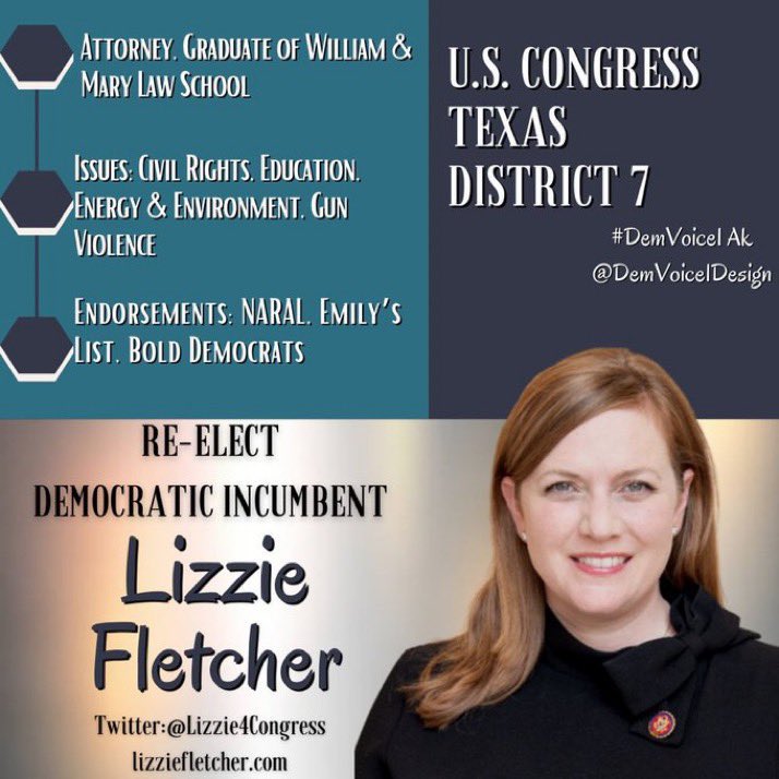 Four great TX candidates for the US House

🇺🇸 Greg Casar
@GregCasar 
#TX35 

🇺🇸 Jessica Cisneros 
@JCisnerosTX 
#TX28

🇺🇸 Colin Allred
@ColinAllredTX 
#TX32

🇺🇸 Lizzie Fletcher
@Lizzie4Congress 
#TX07 

Support them by Following, Retweeting, Donating & Volunteering

#DemVoice1