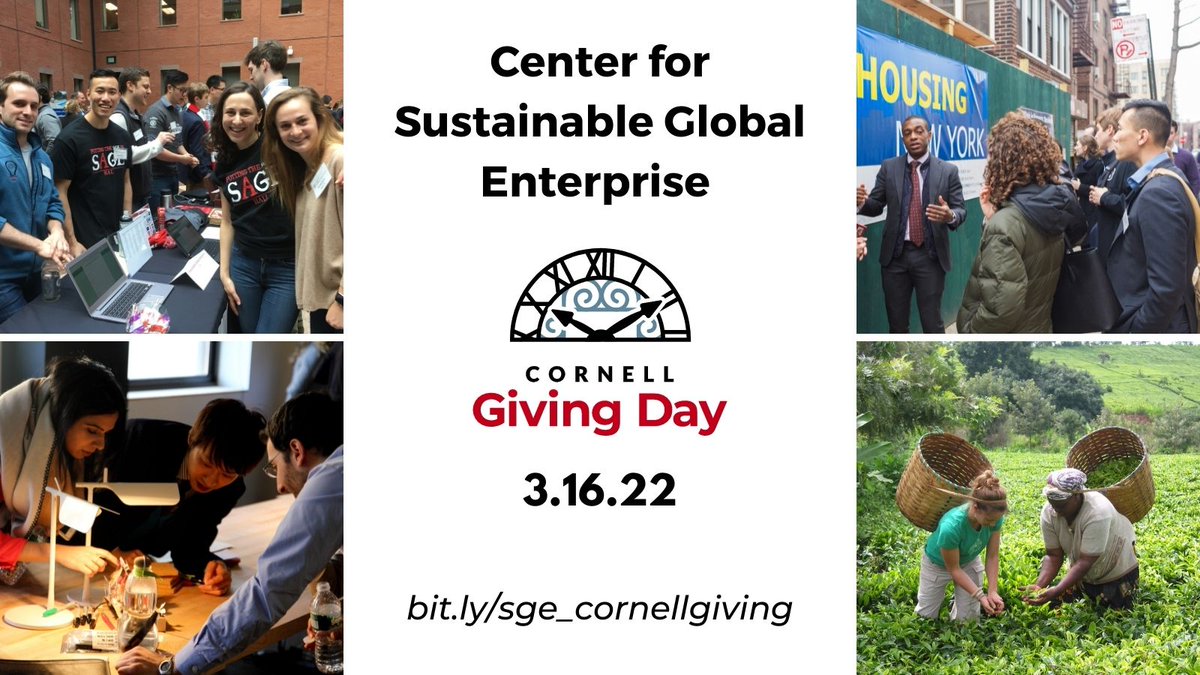 CornellSGE's tweet photo. It is almost #CornellGivingDay &amp; it’s a great day to give back! Make a #sustainable impact by donating to #CornellSGE, as well as its research, students, &amp; mission. #CornellMBA https://t.co/I0CXbqAbuL https://t.co/79tSRbodht