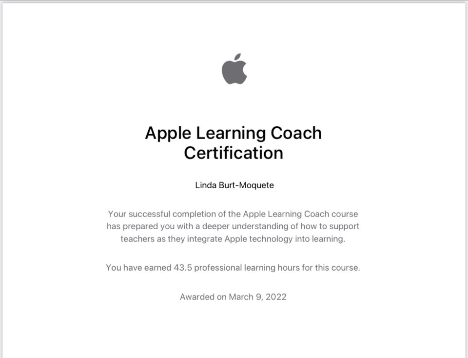 It's officially official!!!! @AppleEDU I am an Apple Learning Coach! Good times! @JoeScaldino @LPSTech_ @ProfDavidWalker @LindenSupe @kefalastech @PaulVassak