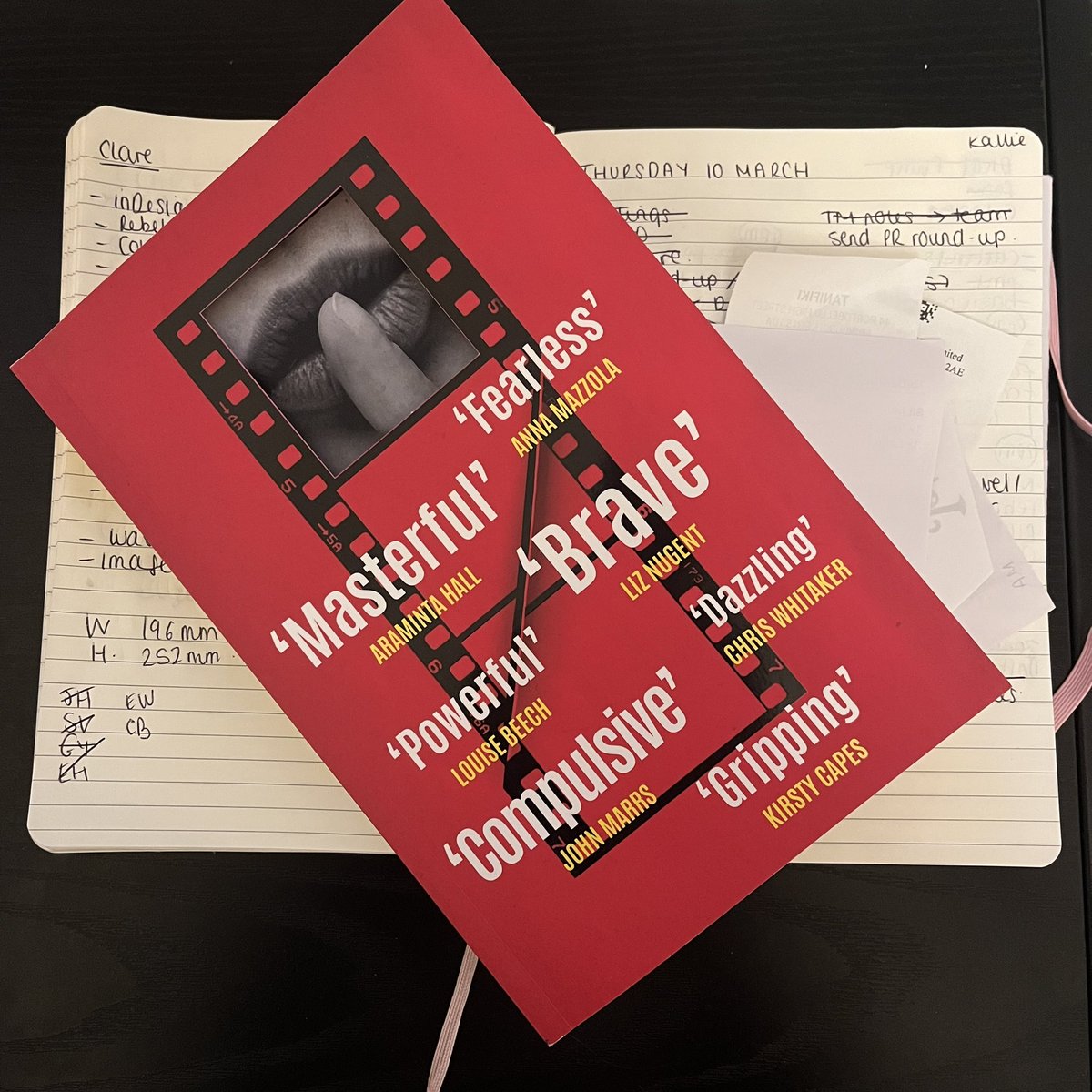 kalliereads's tweet photo. Thank you to Lucy Brem and @FrancescaPear at @orionbooks for the copy of #complicit - can’t wait to read 📖

Book modelled in typical #assistantlife chaotic notebook, receipts and yesterdays to do list… https://t.co/hXwlVYWyjQ