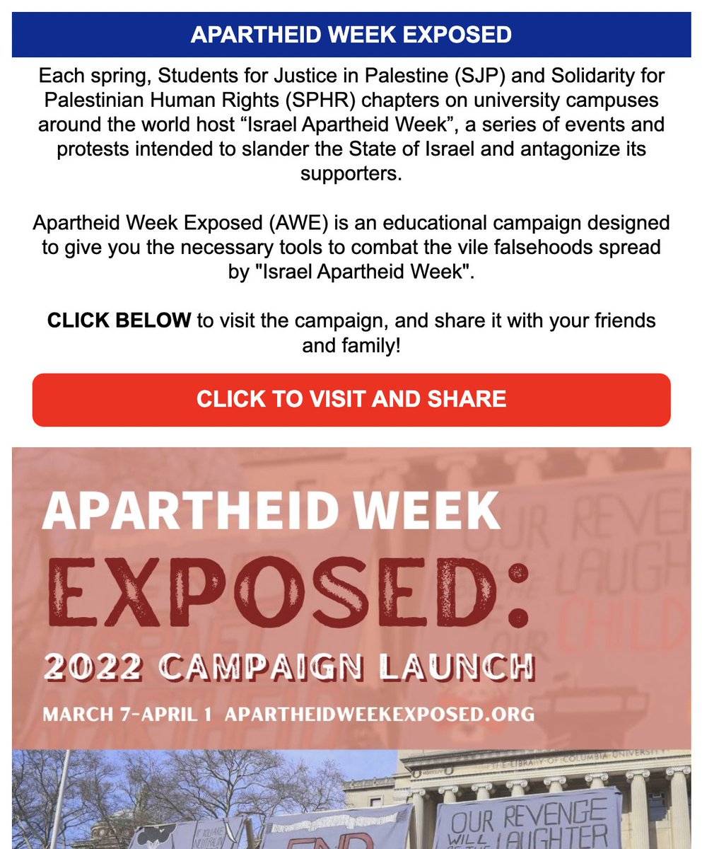 AntiBDSApp's tweet photo. 'Act IL' promises to continue to choreograph pro-Israel social media activity, but without an app. Instead, this will continue through WhatsApp, Instagram, Facebook, and other channels. At the moment, its emails are directing users to CAMERA's 'Apartheid Week Exposed' website. https://t.co/ST7M9ANNlq