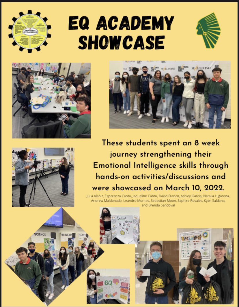 wlperez22's tweet photo. EQ Academy Showcase was such a rewarding experience to go through and help students navigate their own emotional intelligence through discussions and hands-on activities. @CounselorMISD @Rowe006 #RoweEQ @McAllenISD https://t.co/LX2vw7mfCE