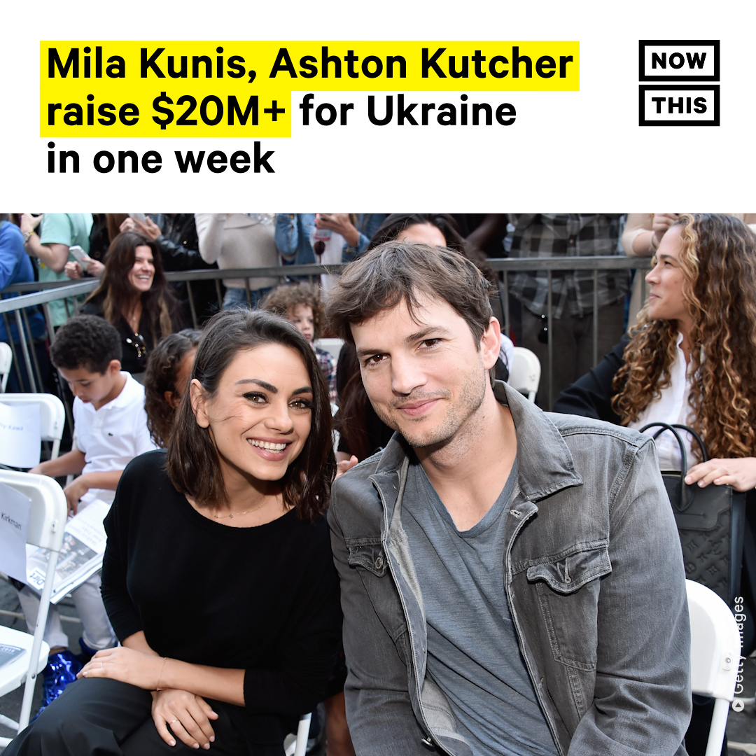 In less than a week since they announced their initial partnership with GoFundMe, actors Ashton Kutcher and Mila Kunis have raised more than $20M in humanitarian aid and housing for Ukrainian refugees.