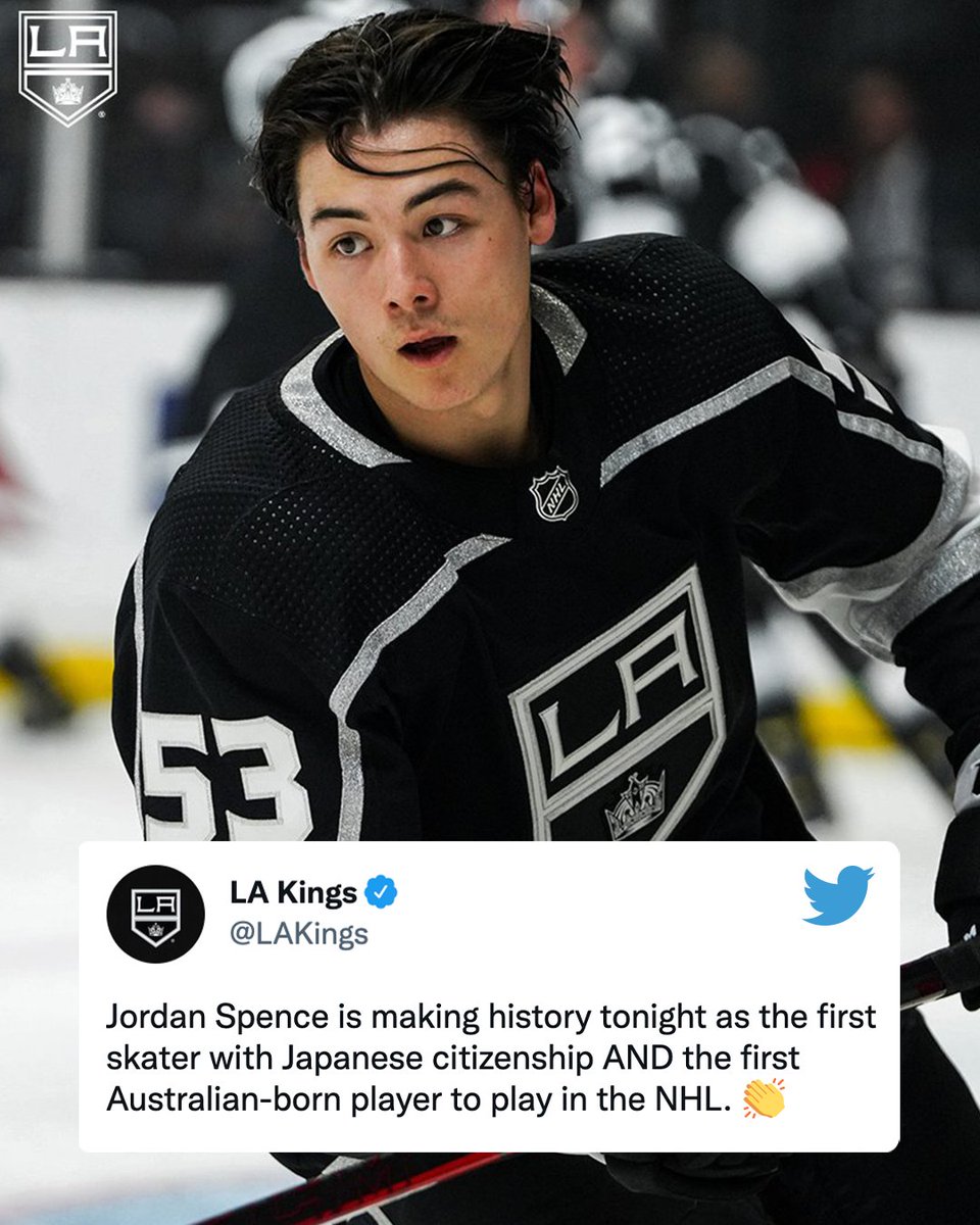 Jordan Spence made history on the ice last night 🇯🇵🇦🇺 (via <a href="/LAKings/">LA Kings</a>)