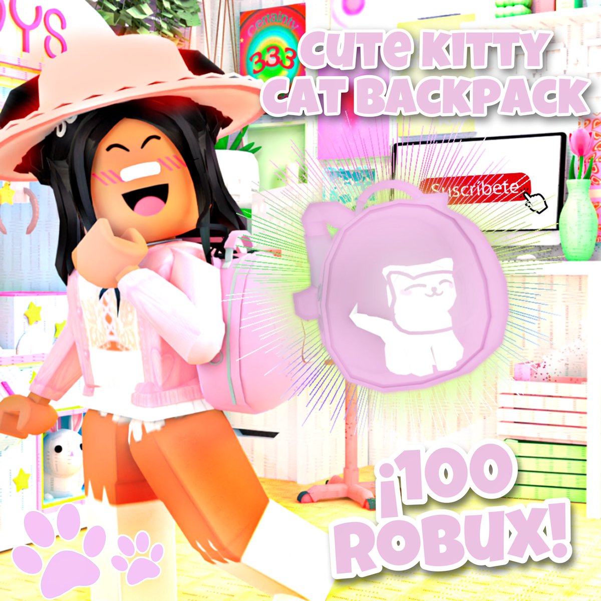 Ya está disponible en el catálogo de Roblox, la nueva mochila de gatito! 
Si gustas puedes adquirirla a solo 100 Robux, también, me ayudarías mucho poniéndola en favoritos 💝.
Link 👇
roblox.com/catalog/906384…
Carga esta mochila y pasea a tu gatito!  🐾💖