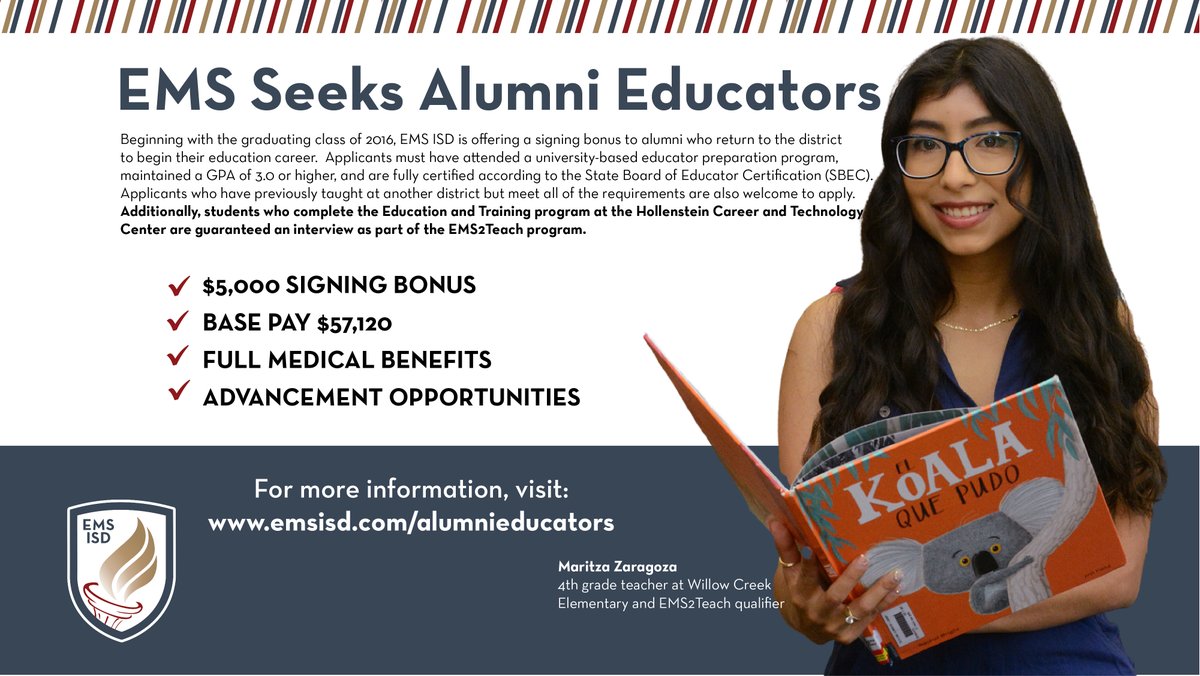 emsisdhr's tweet photo. Come and be apart of the @EMSISD family. We're hiring for the 2022-2023 school year! https://t.co/WkyDZKcR8r