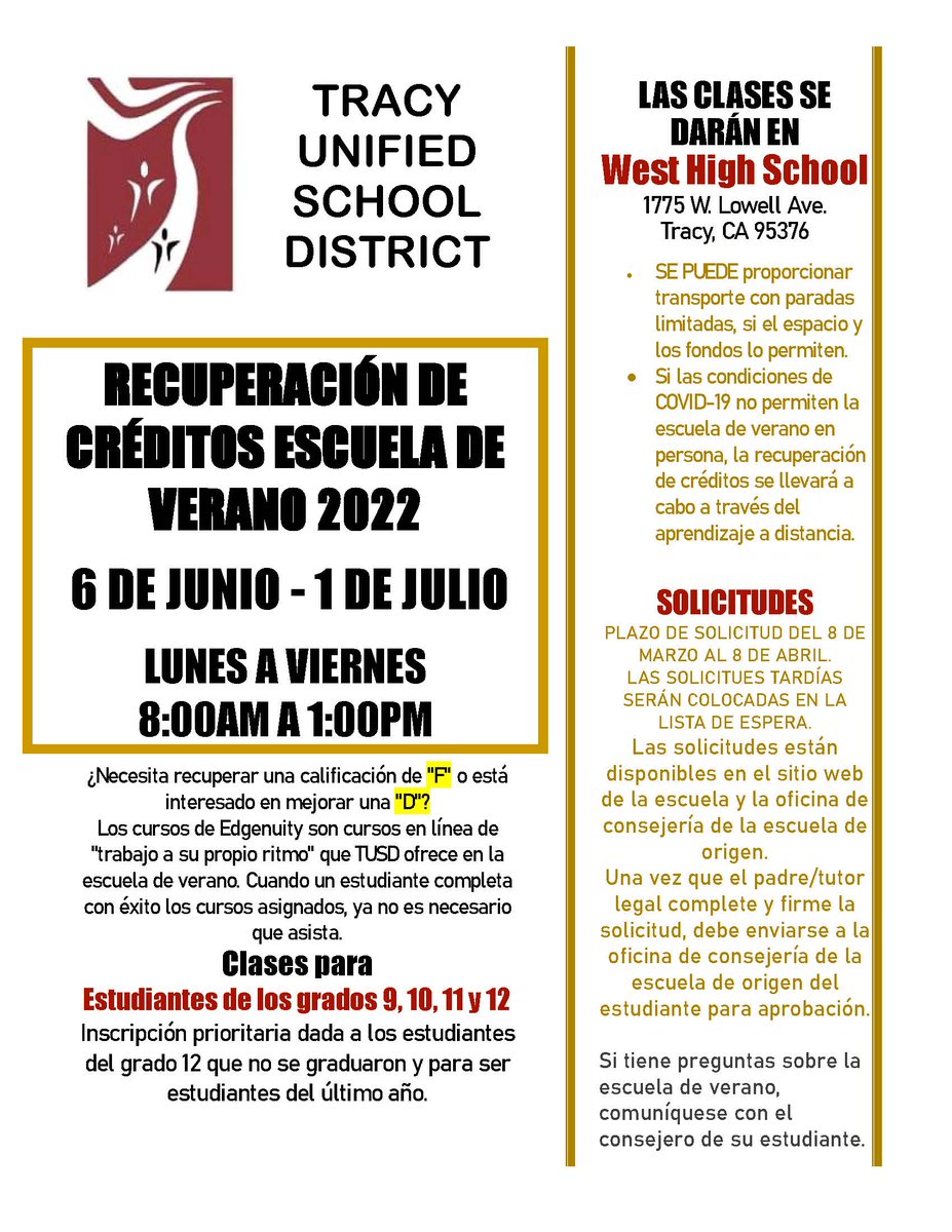 SUMMER SCHOOL - CREDIT RECOVERY