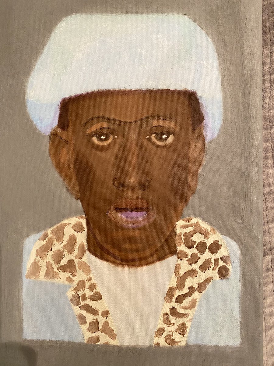 angelabodge's tweet photo. ⁦@tylerthecreator⁩ this is a portrait painted by my 12 year old son he is a big fan! https://t.co/qwOWnShnP7