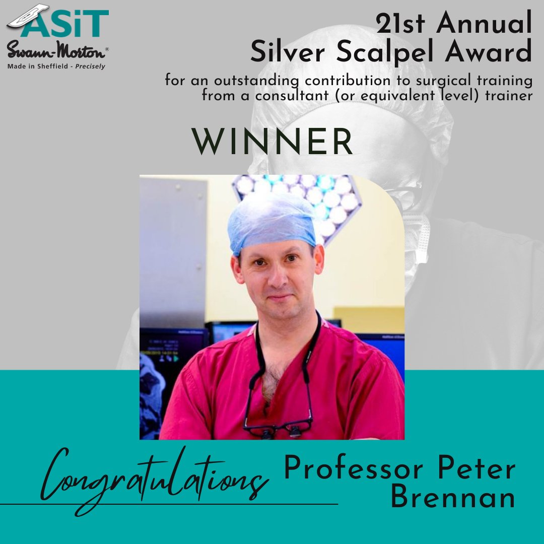 ASiTofficial's tweet photo. Congratulations to the winner of this year's Silver Scalpel Award, @BrennanSurgeon.
Sponsored by Swann Morton. #ASiT2022 #SurgicalTrainingEvolution #NoTrainingTodayNoSurgeonsTomorrow https://t.co/cNow3iGs2Z