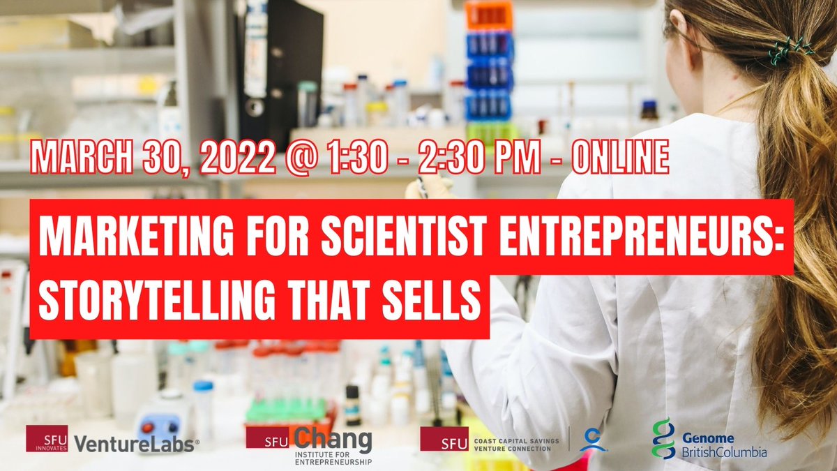 SFU's Coast Capital Venture Connection (@sfuvc) on Twitter photo 👩🔬 Are you a scientist entrepreneur looking to elevate your brand? On March 30, <a href="/SFUVentureLabs/">SFU VentureLabs</a> mentor <a href="/lynnwarburton/">Lynn Warburton</a> will provide you with an easy-to-understand framework on marketing storytelling!
Register now👇:
venturelabs.ca/event/marketin…
<a href="/SFU/">Simon Fraser University</a> <a href="/SFU_Science/">SFU Science</a> <a href="/Coast_Capital/">Coast Capital</a> 👩🔬 Are you a scientist entrepreneur looking to elevate your brand? On March 30, <a href="/SFUVentureLabs/">SFU VentureLabs</a> mentor <a href="/lynnwarburton/">Lynn Warburton</a> will provide you with an easy-to-understand framework on marketing storytelling!
Register now👇:
venturelabs.ca/event/marketin…
<a href="/SFU/">Simon Fraser University</a> <a href="/SFU_Science/">SFU Science</a> <a href="/Coast_Capital/">Coast Capital</a>