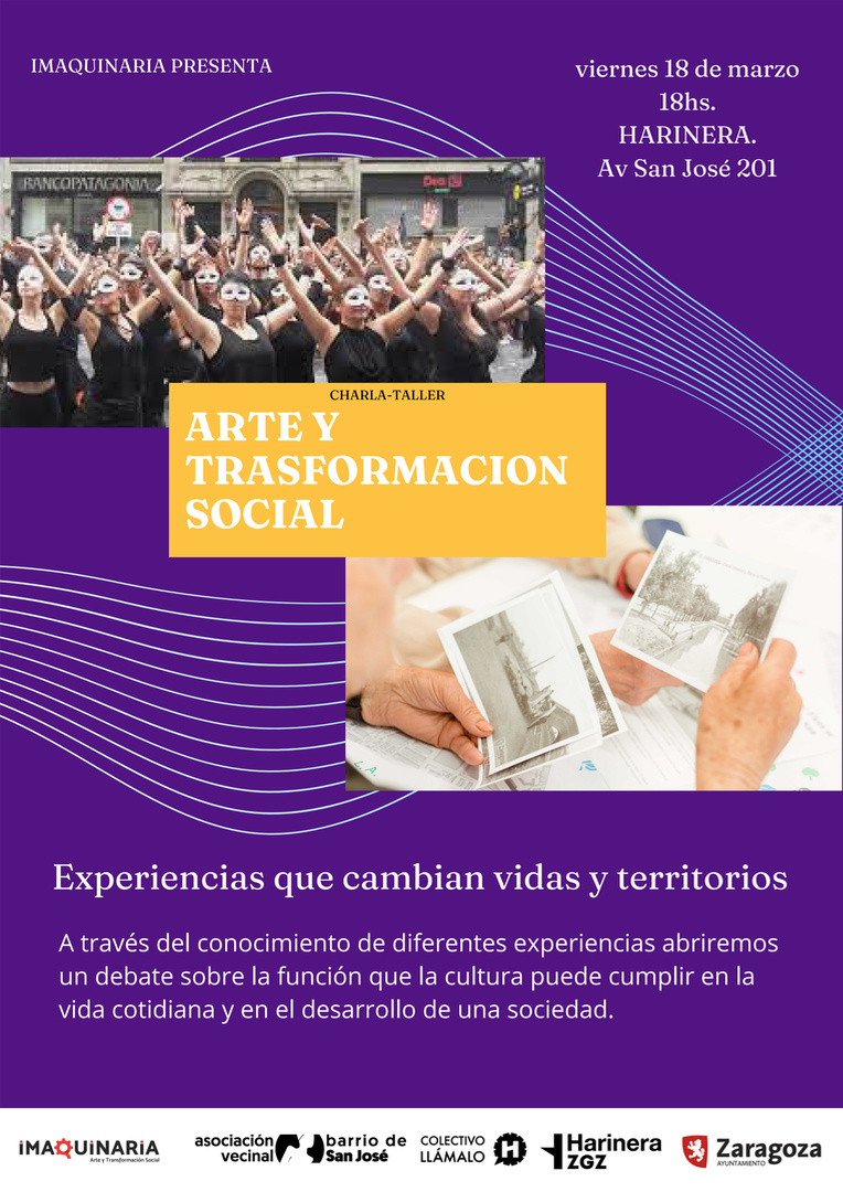 Charla sobre experiencias, sobre todo latinoamericanas, que con sus prácticas artísticas han logrado mejorar la calidad de vida de sus entornos. Replicabilidad de los proyectos o posibles adaptaciones al contexto europeo. Con <a href="/ImaquinariaZgz/">Imaquinaria</a> 

harinerazgz.wordpress.com/portfolio/arte…