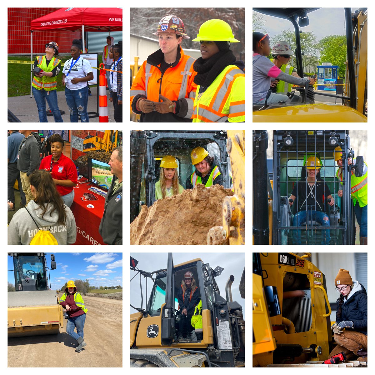 OE_324's tweet photo. Today we close out #WomenInConstruction Week with images of some of our #OE324 Sisters in the field, the classroom, and volunteering.  Thank you to all of the women that help make Operating Engineers 324 the great organization we are!  
#wicweek2022
#OE324STRONG #OE324PROUD https://t.co/4ZLM1KI73B