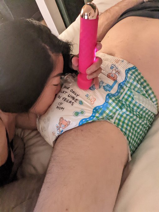 Enjoying a diaper snoof! Really glad I dyed my roots right before this pic was taken, lololol. Happy