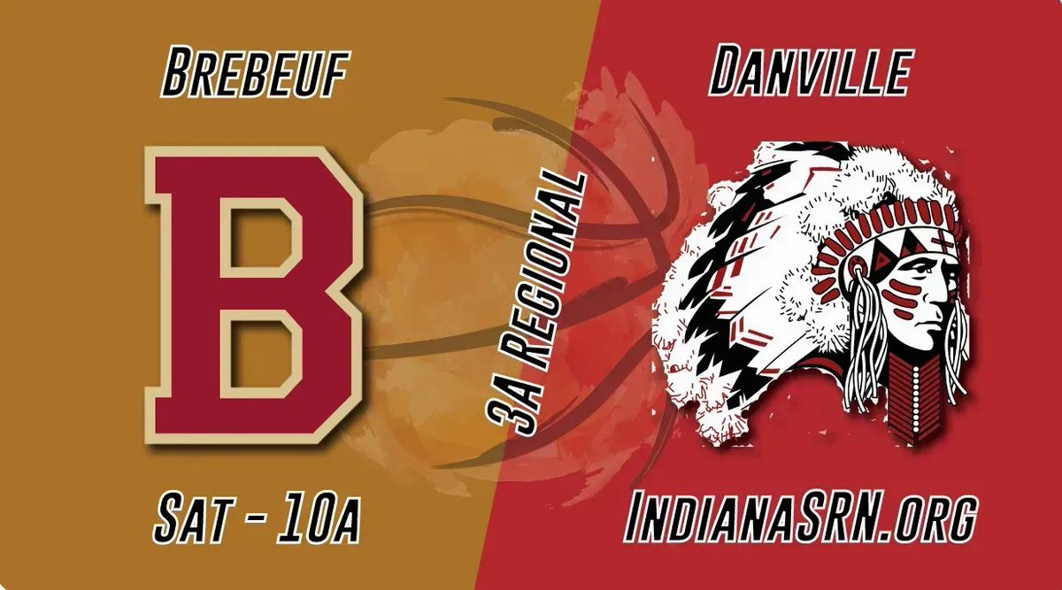 Tipoff from Greencastle tomorrow at 10 a.m. ET! Watch Brebeuf and Danville face off in <a href="/IHSAA1/">IHSAA</a> boys hoops regionals on IndianaSRN.org at no cost to you. Coverage begins at 9:50 a.m. ET <a href="/GHSTigerCubs/">GHS Athletics</a> <a href="/BrebeufSports/">Brebeuf Athletics</a> <a href="/BJPSBasketball/">Brebeuf Basketball</a> <a href="/dchswarriors/">Danville Athletics</a> <a href="/Danvillehoops/">Danville Boys Basketball</a>