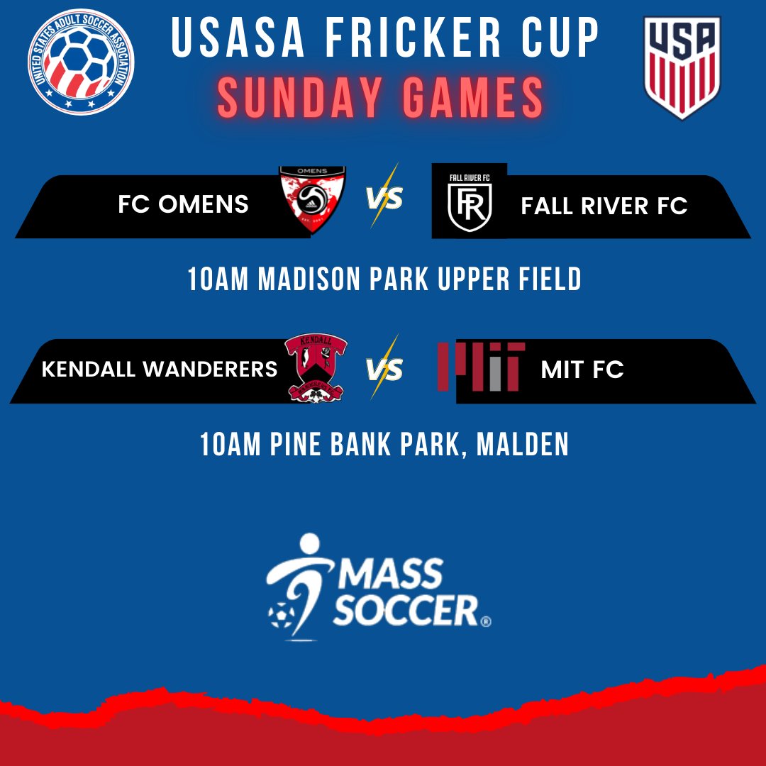 🏆Our USASA Werner Fricker Open Cup continues with 5 games on tap for this weekend! 

🤩Check out this line up!!⭐️⭐️⭐️⭐️⭐️

mass-soccer.org/frickercup

Let's Go!!