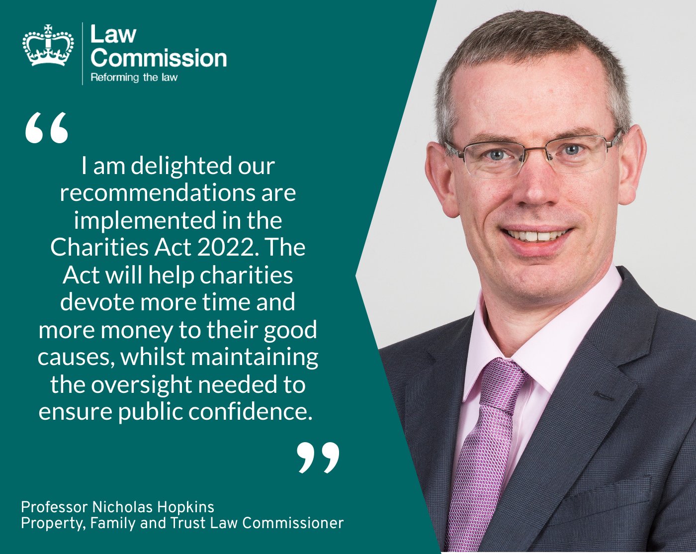 Law Commission on Twitter "We are delighted that the Charities Act