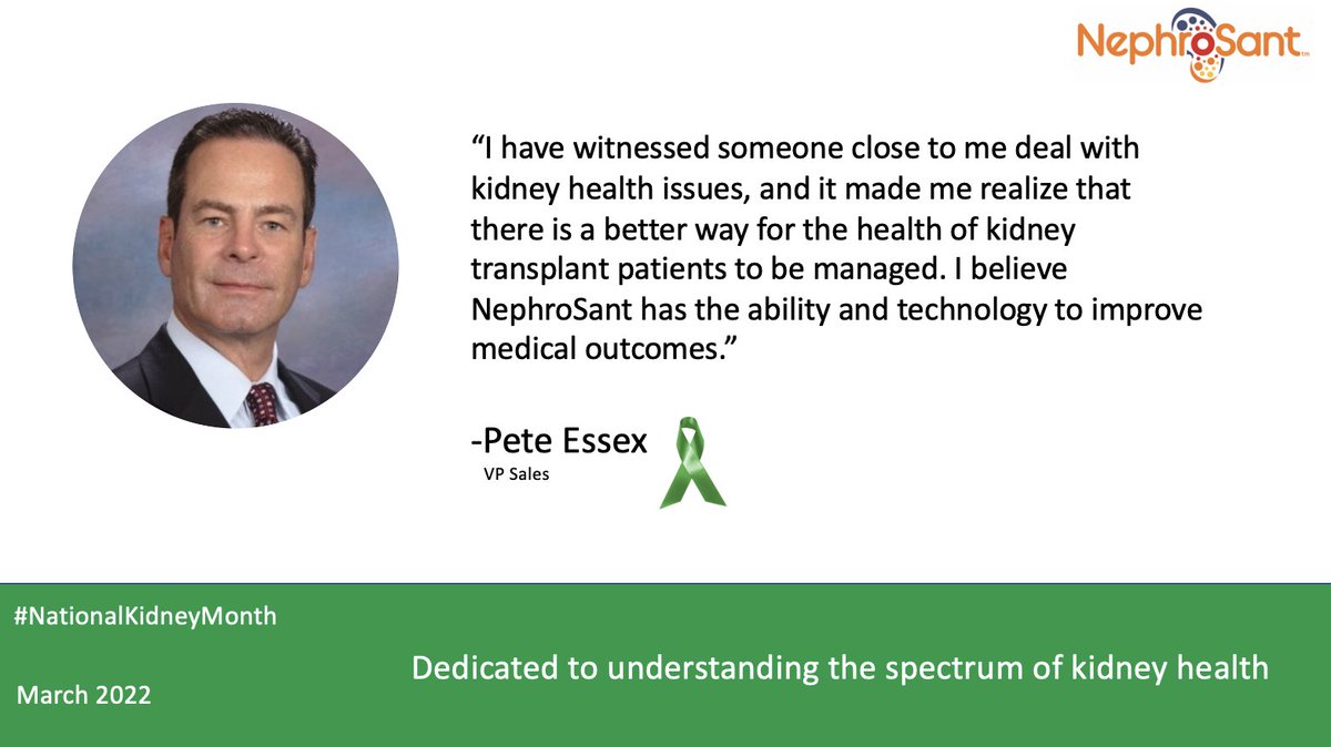 Today for #employeeappreciation NephroSant would like to thank Pete Essex.