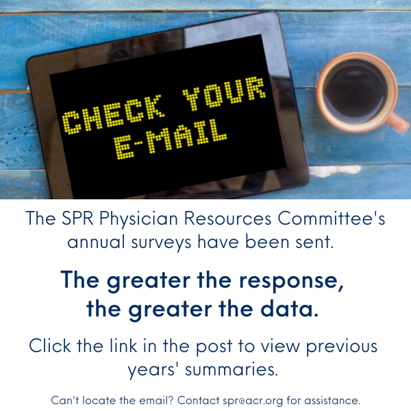 Current #PedRad Fellows, Class of 2021 #PedRad Fellows, and #PedRad Fellowship Program Directors – Please check your emails (SPAM too) and participate in the annual SPR Physician Resources Committee’s surveys.  Summaries from previous years - bit.ly/3tK2Mxg.