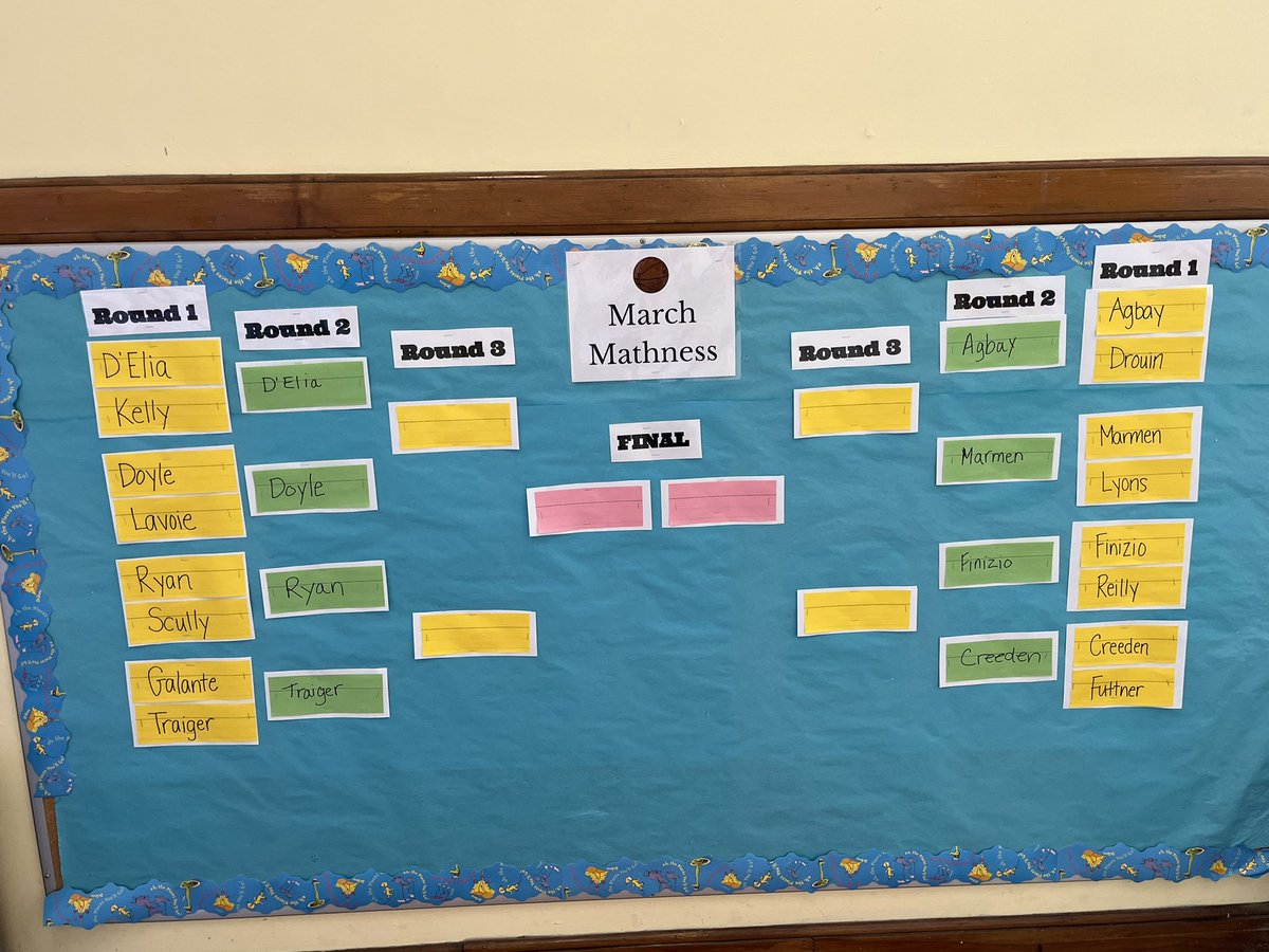 Jen85803622's tweet photo. Our Round#2 winners in the ST Math Challenge!!!! Thank you to everyone!! Great job to the classes that have advanced!!! #STMath #MarchMATHness #BurncoatPrepPride #GreatJobEveryone https://t.co/JAYFPfA7dj