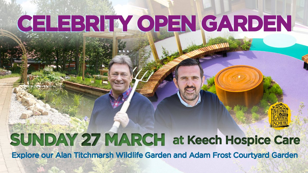 NGSBeds's tweet photo. Explore @KeechHospice’s open garden on 27 March, inc. their Alan Titchmarsh Wildlife Garden &amp; Adam Frost Courtyard Garden! 

Tickets £5 &amp; kids go free! Pre-book 👉 https://t.co/apJ269FSKc

Plants for sale 🌸 Refreshments available ☕️ https://t.co/Z535FyPyeU