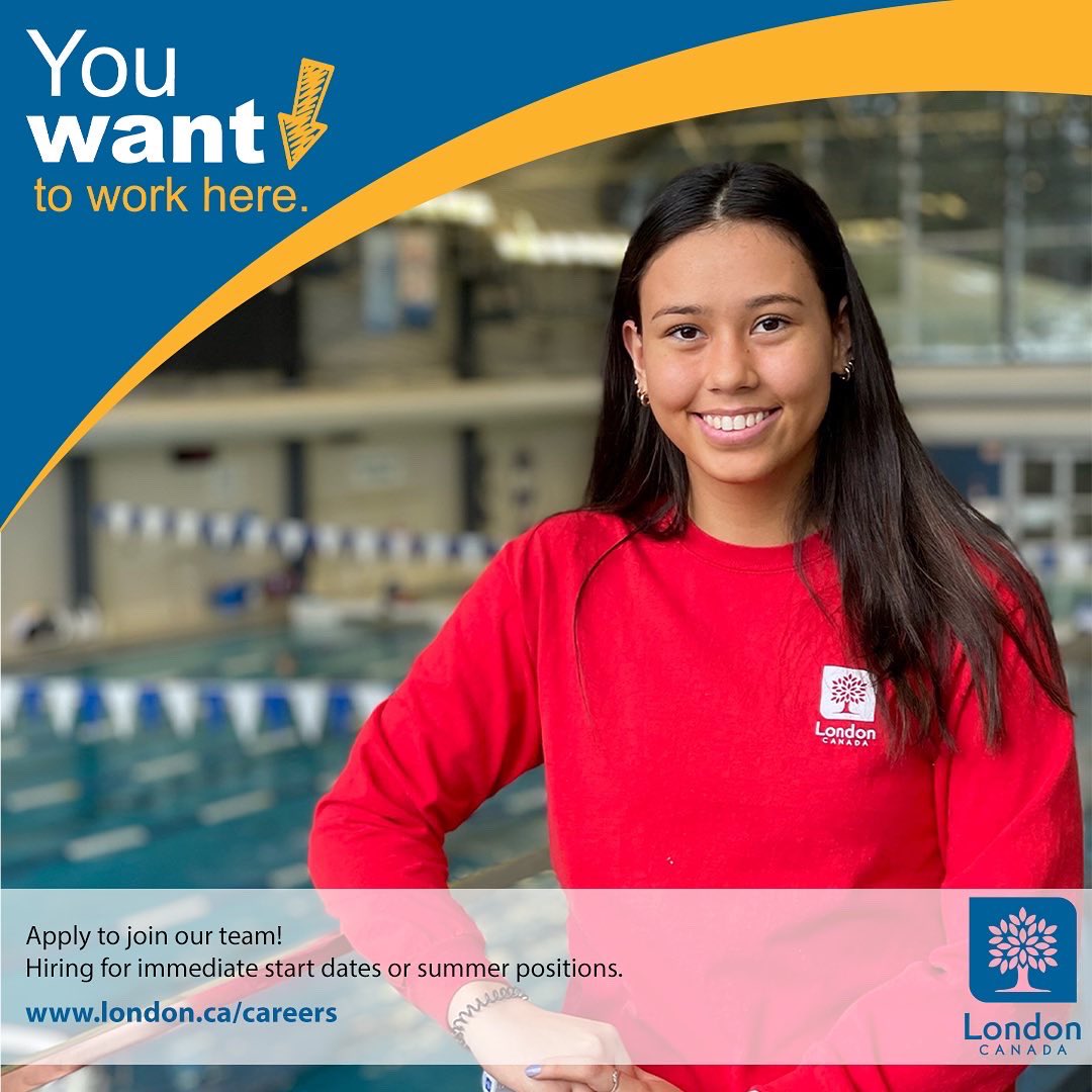 LondonAquatics's tweet photo. We’re hiring instructor-lifeguards! 🏊‍♀️ 

Swipe for more details on qualifications and how to apply! 

#youwanttoworkhere #colaquatics #ldnont https://t.co/4Kl1EUje1n