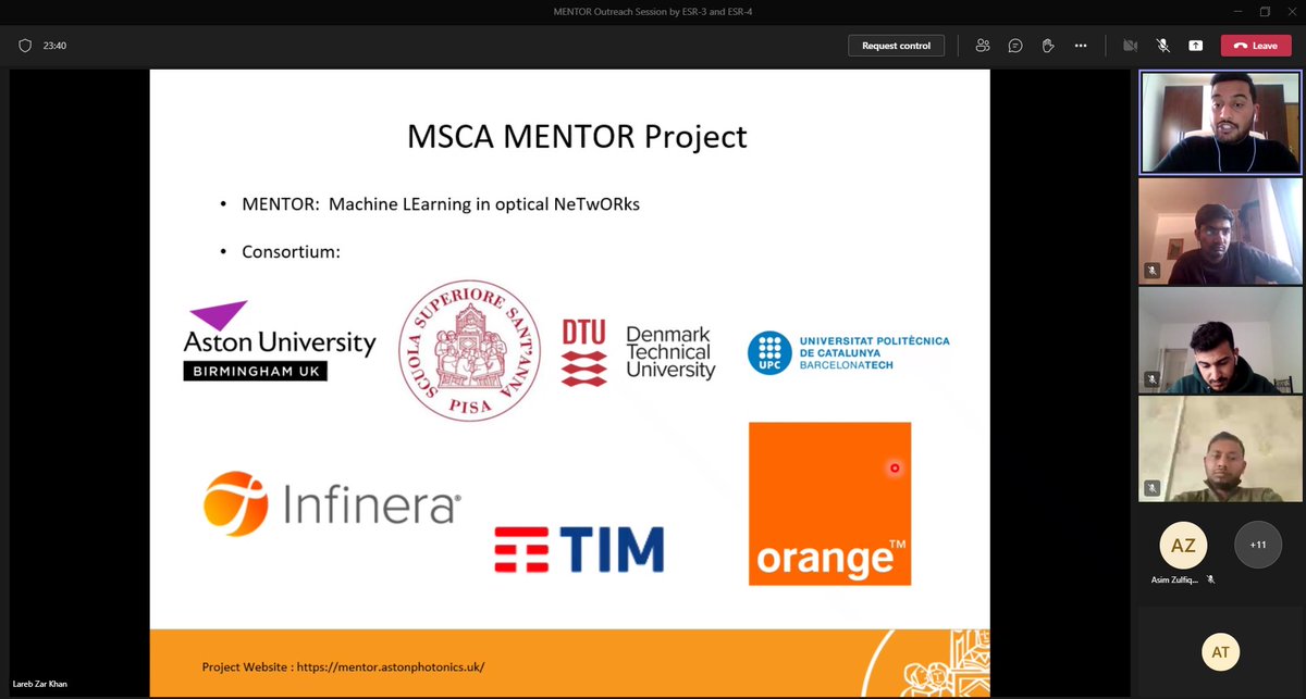 MENTOR_EID's tweet photo. Bravo 👏to MENTOR Early Stage Researchers @LarebZarKhan &amp; Abdennour Ben Terki at @SantAnnaPisa for reaching out to Masters #photonics students today. A great turn out, with over a dozen #Pixnet students listening to what MENTOR's about &amp; what the @MSCActions programmes are like! https://t.co/g7glXWmJMa