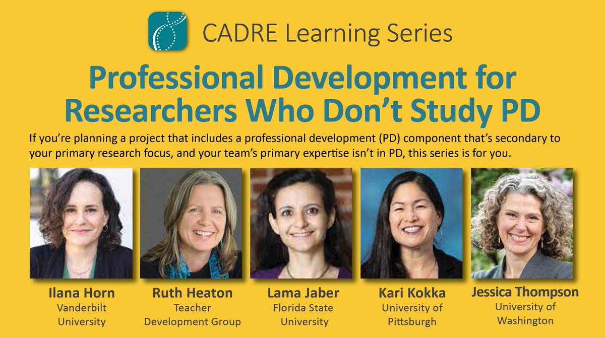 We are thrilled to offer our first learning series for Ed researchers funded by DRK-12 or writing DRK-12 proposals on 3/22 (12 PM ET). Our expert panelists will share important design principles for PD: cadrek12.org/professional-d…  #EdResearch @ilana_horn
 <a href="/karikokka/">Kari Kokka</a> <a href="/JessicaATP/">Jessica Thompson</a> <a href="/NSF/">U.S. National Science Foundation</a>