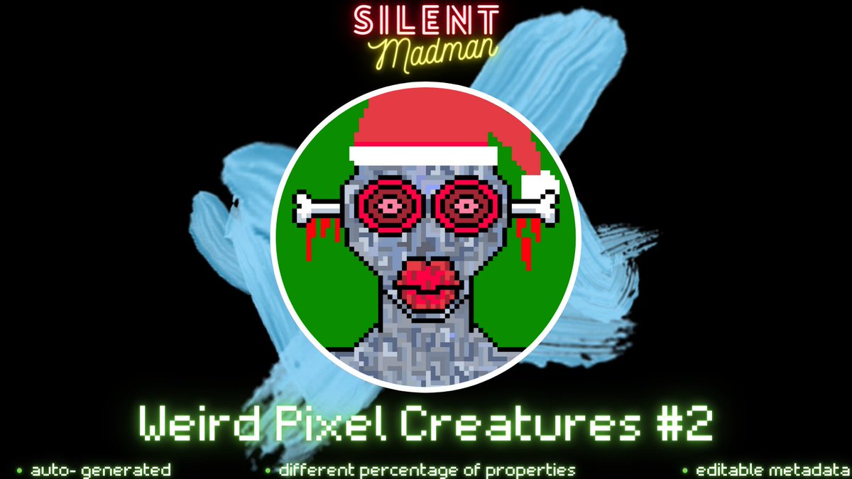The first NFT-Collection "Weird Pixel Creatures" of the digital Artist "SilentMadman" is now available for Sale on OpenSea.
++
#NFT #NFTs #NFTCommunity #NFTGame #blockchain #PolygonNFT #digitalart #collection #NFTCollection #NFTcollectibles #art #digital #DigitalArtist #NFTartist