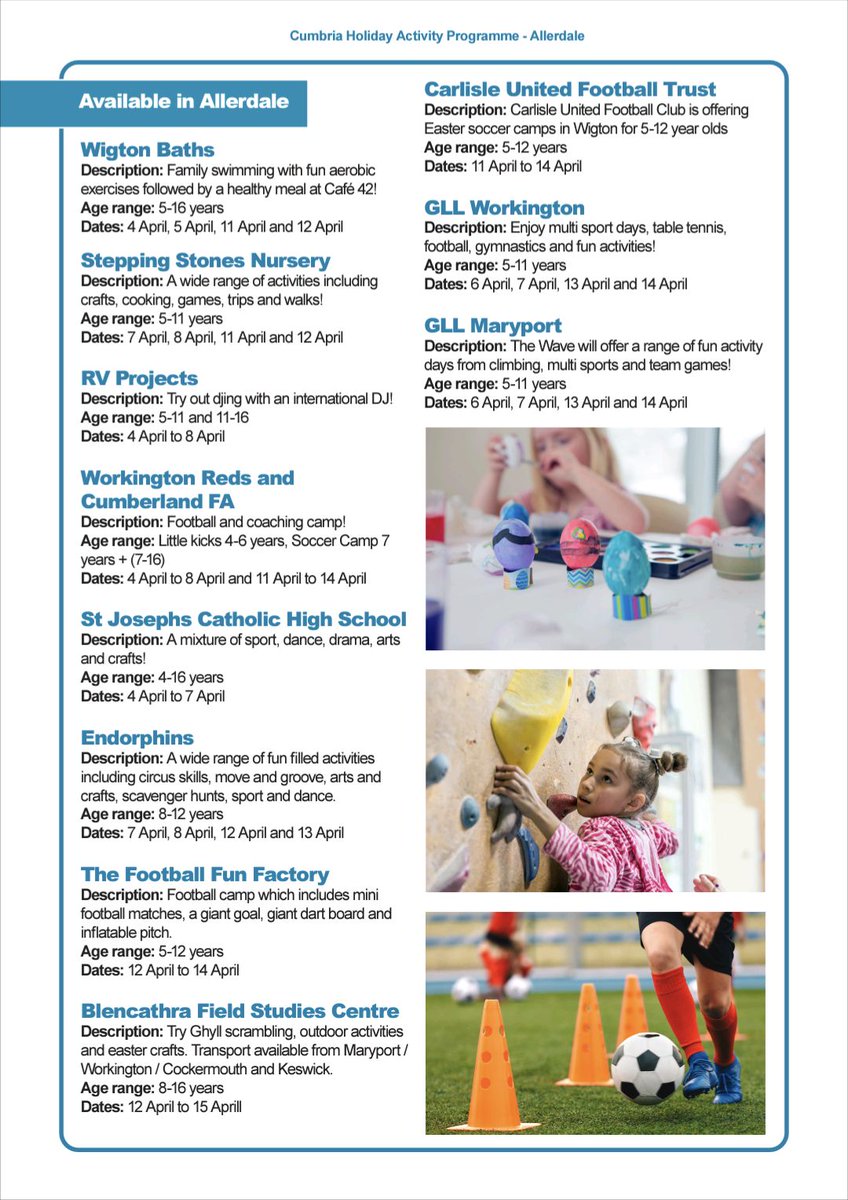 This #easter there are lots of activities to keep the kids busy. Don't stress yourself trying to keep them entertained for two weeks. Get them booked for these activities cumbria.gov.uk/holidays
#easterholidays #easter #halfterm