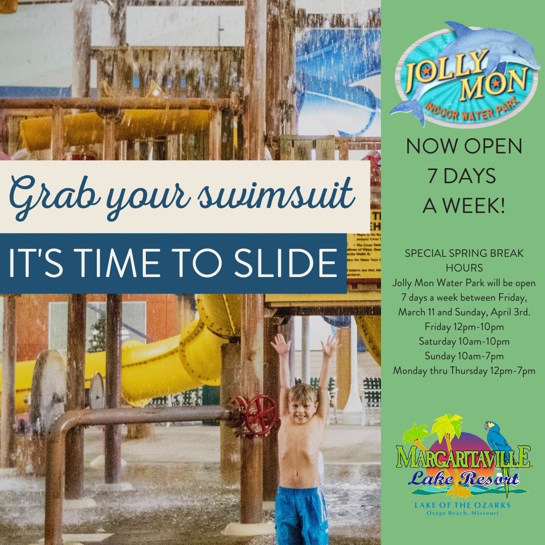 What do you get when you combine a three-story wilderness tree house (with slides), bridges, water blasters, tunnels, and a gigantic 600-gallon tipping bucket?! Endless FUN! Jolly Mon will be open 7 days a week starting TODAY thru April 3! Come play!