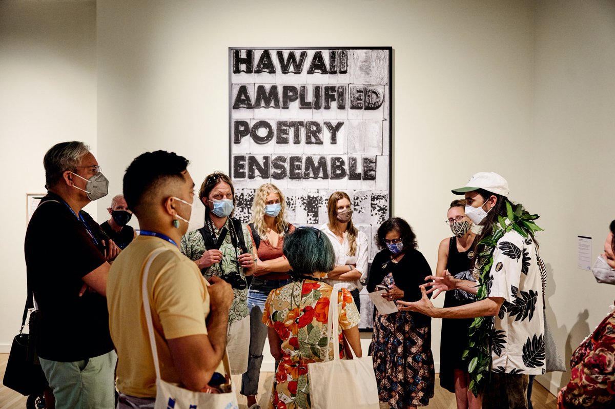 capitolmodern's tweet photo. Drew Broderick, a Hawaiʻi Triennial 2022 Curator, will be hosting free public tours of the #HT22 galleries every Friday starting March 11 from 1:30-3pm. Registration not required. The tours will continue until Dec 2022. #HawaiiStateArtMuseum #HiSAM #HiSAMLife #AlohaFriday https://t.co/ZeH1bOQvGv