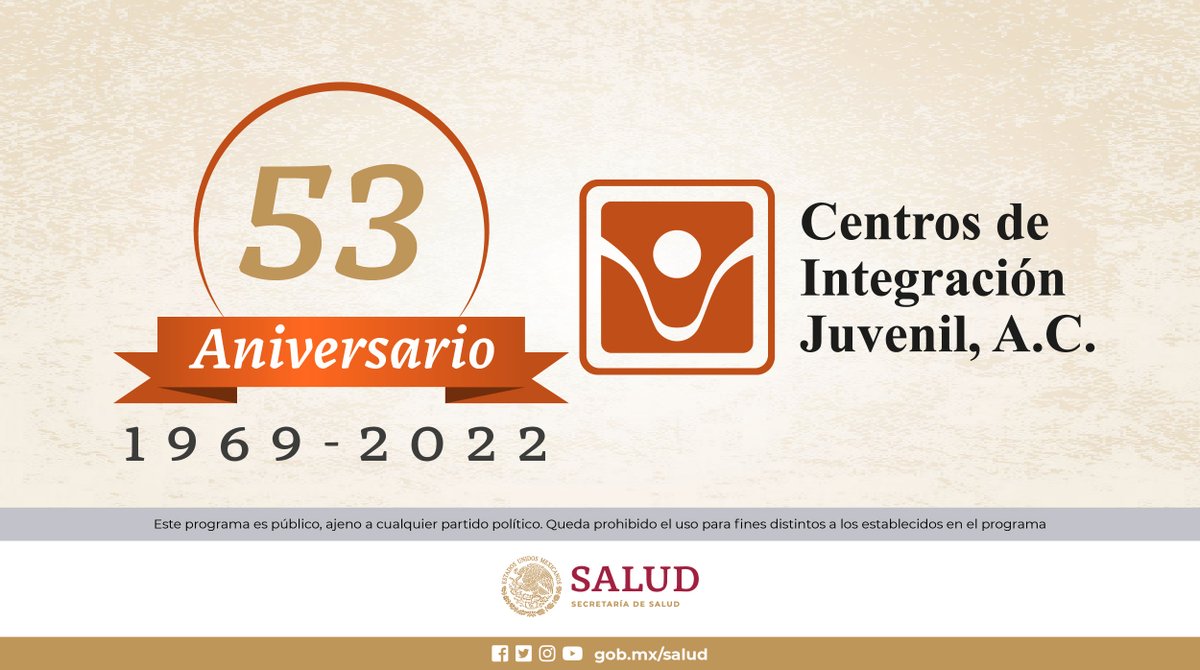 SSalud_mx's tweet photo. 12 de marzo | 53° Aniversario Centros de Integración Juvenil (CIJ)

¡Felicitaciones, @CIJ_Adicciones!

Para conocer más, visita ➡️ https://t.co/4LD94lhq9E

#CIJ #CIJContigo https://t.co/qryhRzgygc