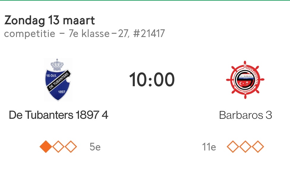 Tubanters4's tweet photo. Is 't zondag dan eindelijk zover? 
Spelen we onze eerste competitiewedstrijd van de tweede seizoenshelft? 

A.s. zondag spelen we tegen Barbaros 3. Zien we jullie zondag?! We hebben nog wat goed te maken! 

#tbs4 #tubanters #barbaros https://t.co/rp6j6cot1F