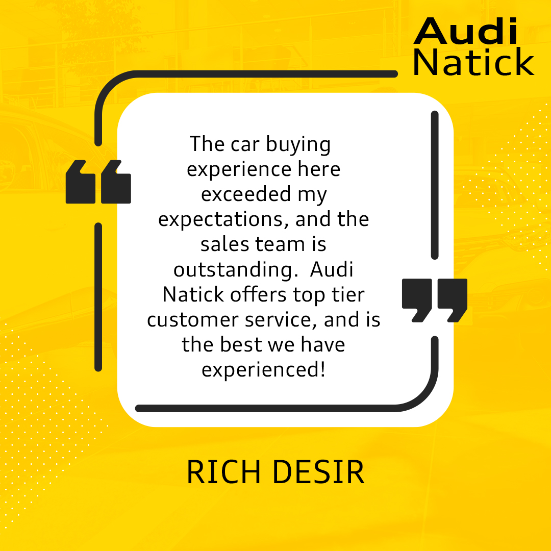 AudiNatick's tweet photo. 🤗 We love hearing from our customers in the Greater Boston area on #FeelGoodFriday 👏 Thank you! #audinatick #audi #carsforsale https://t.co/MArFpFbCqx
