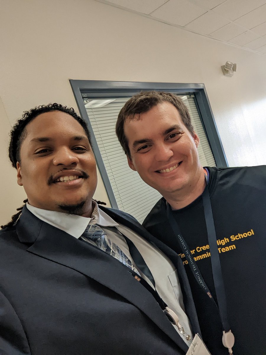 realJearl's tweet photo. @KyleDencker hanging with the man,the myth, the legend! #OCPS #ORANGETECHNICALCOLLEGE #HACKATHON https://t.co/HzBNPGdac7