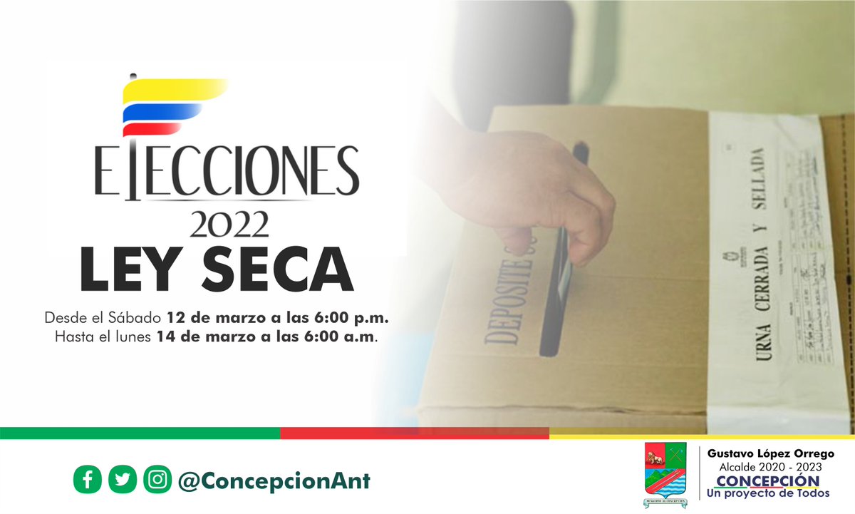 ConcepcionAnt's tweet photo. #Elecciones Durante el fin de semana, buscando un mejor desarrollo de las elecciones, esta medida rige en nuestro municipio. Evítese sanciones. 
#ConcepcionUnProyectodeTodos https://t.co/5ja0KQVF95