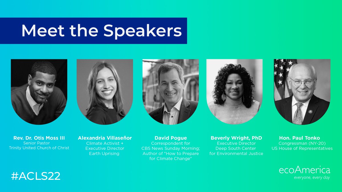 ClimateResolve's tweet image. Are you ready for this all-star #ClimateLeader speaker lineup at @ecoAmerica’s #ACLS22? REGISTER TODAY to join @Pogue, @DSCEJ, @AlexandriaV2005, @RepPaulTonko, @om3, and over 90 other confirmed speakers: ACLS2022.org