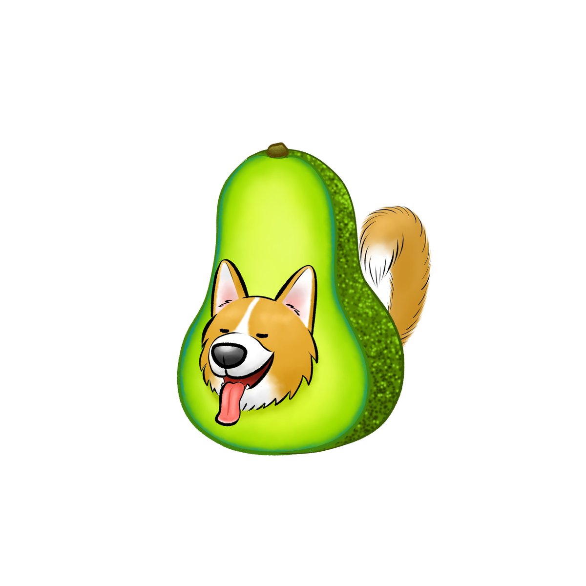 TessaCheung1's tweet photo. An avocorgdo for #VertPre and #PersianGreen #colour_collective. It's actually a bit unripe 😅 But don't worry, it'll be overripe in about 5 minutes 🥑 #avocado #corgi https://t.co/J6I1BYeQq4